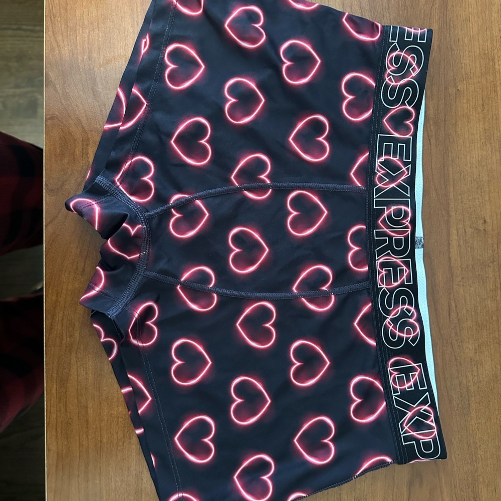 Express Black Boxer Briefs with Pink Heart Pattern